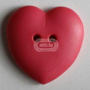 Пуговица пластиковая Сердце красного цвета с двумя отверстиями Dill 15 мм 