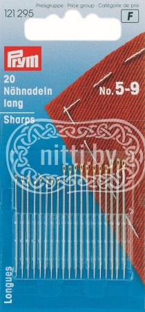 Иглы для шитья длинные с золотистым ушком Prym № 5-9 