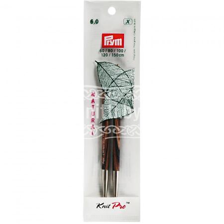 Спицы круговые съёмные деревянные длинные Prym 6 мм 